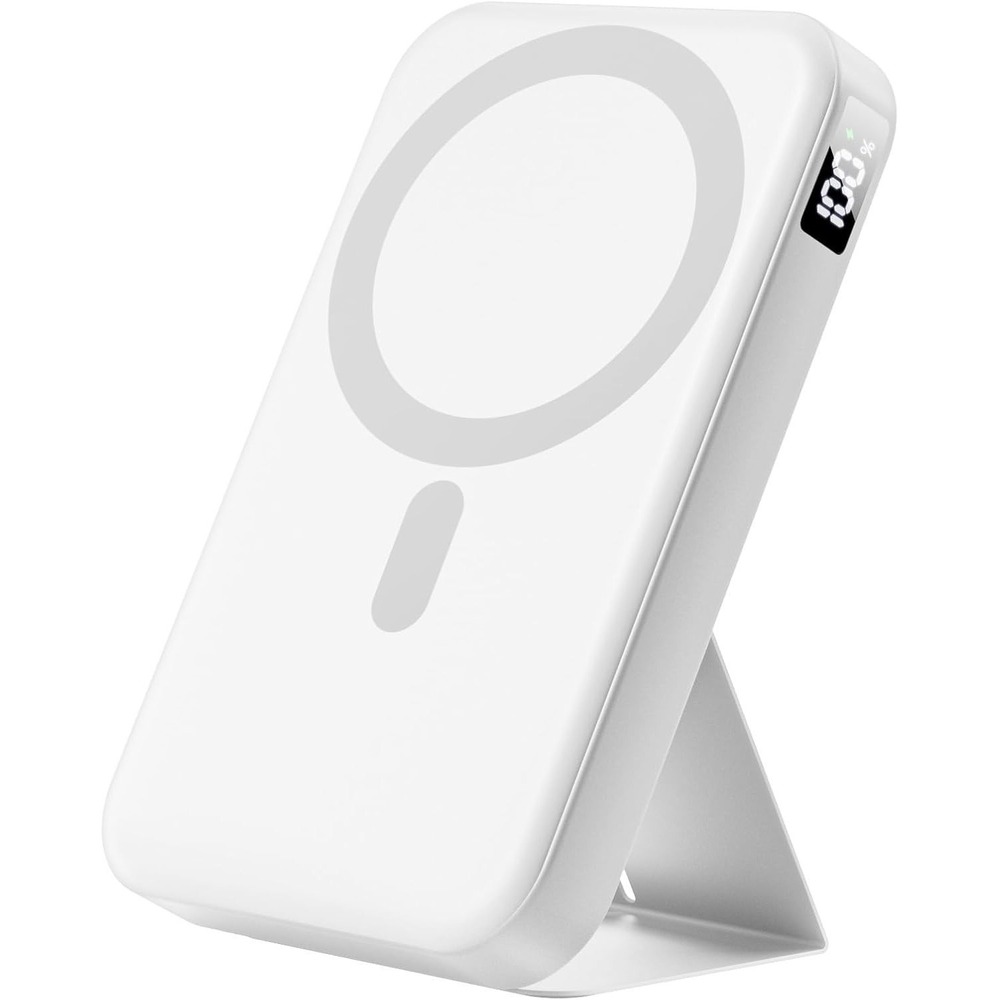 Magnetic Portable Charger, 10000mAh Power Bank with Leather Foldable Stand - ...